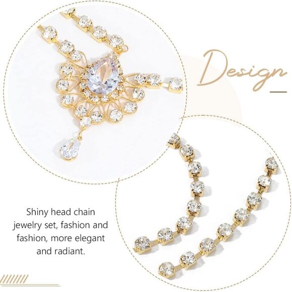 Head Chain Jewelry Crystal Boho Gold Headpiece 1920 Wedding Hair Accessories for - Picture 7 of 7